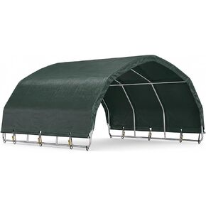 YOLENY 10'x10' Corral Shelter, Heavy Duty Round Style Canopy, Waterproof and UV Treated Universal Cover, Easy Assembly Stable and Agricultural Storage and Shade Shed Kit for Livestock,Gray in Kuwait