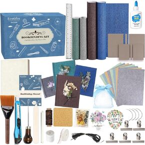 Ecoofor Bookbinding Kit for Beginners, 167 PCS 4 Pack Book Making Kit with A5 Paper, Book Cloth, Awl & Tools, Pressed Flowers & Heat Transfer Film, Gift-Ready Box with Video Tutorials in Saudi Arabia