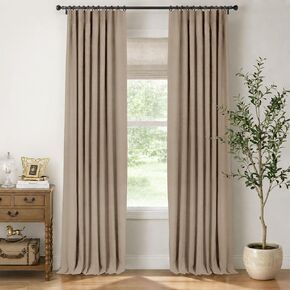 INOVADAY 100% Blackout Curtains for Bedroom, Black Out Curtains 84 Inch Long, Clip Rings Linen Blackout Drapes, Thermal Insulated Room Darkening for Living Room, 2 Panels - Blush Pink,W50xL84 in Saudi Arabia