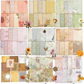 315 Sheets Vintage Scrapbook Supplies Paper Pack with Floral PET Stickers in Kuwait