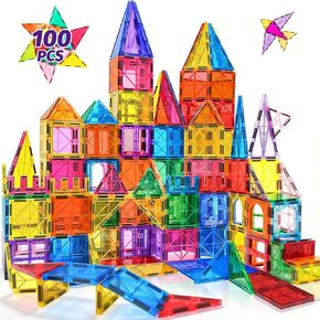 NVHH 100PCS Magnetic Tiles Blocks for Kids Ages 3-5 4-8 STEM Learning Toys in Kuwait