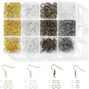 Nkwuire 4 Colors Earring Hooks, 890 Pcs Earring Making Supplies Kit with Ear Wires Hooks, Open Jump Rings and Earring Backs for Jewelry Making Findings in Saudi Arabia
