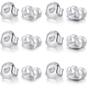 14K White Gold Plated Silver Earring Backs Replacements - Hypoallergenic Earring Backs for Studs, Secure Ear Locking for Stud Earrings Ear Nut for Posts, 12Pcs/6 Pair in Kuwait