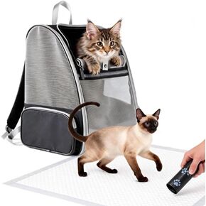 Cat Carrier Soft Sided Pet Carrier Backpack Airline Approved cat Bag for Cats & Dogs - Collapsible, 270° Breathable Design with 1 Pet Poop Bag+ 5 Leak-Proof Pee Pads, Ideal for Small/Medium Pets in Kuwait