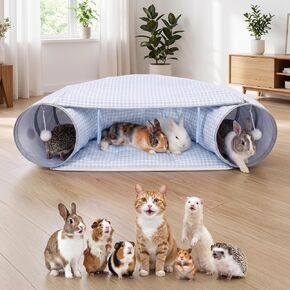 Bunny Tunnel Bed, 2-in-1 Collapsible Rabbit Guinea Pig Hideout, Pink in Saudi Arabia