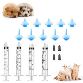 10 Packs Pet Silicone Nursing Nipple for Replaceable teats Mini and 3ml/5ml Syringes, Puppies,Silicone Kitten Pacifier,Kitten Feeding Syringe,Kitten Supplies,(Mini+Original) (Blue) in Saudi Arabia