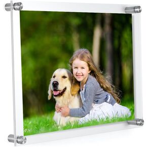 Meetu 11x14 Acrylic Picture Frames -Inner 10x12 Wall Mount Photo Frame Frameless Clear Floating Frame for Document Certificate Artwork(4 Pack) in Saudi Arabia