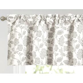 Valance for Windows Valance Floral Printed for Kitchen Living Room Thermal Insulated Energy Saving Window Curtain Valance for Living Kitchen Rod Pocket 52 by 18 Inch Beige in Saudi Arabia