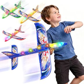 4 PCS 38CM LED Light Up Foam Glider Planes for Kids Outdoor Garden Toys in Kuwait