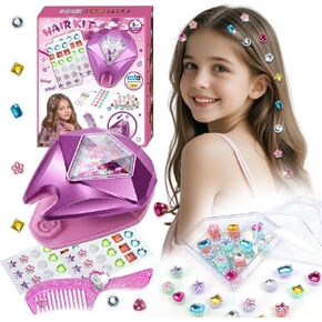 kidzkube Hair Jewelry & Bling Craft Toys for Girls, Hair Gem Stamper Kit – DIY Hair Arts Crafts – Birthday Gifts for 5 6 7 8 9 10 11 12 in Kuwait