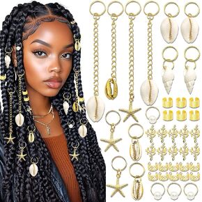 NAISKA 42Pcs Gold Starfish Loc Jewelry Summer Beach Shell Braids Chain in Kuwait