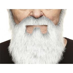 Mustaches Self Adhesive, Novelty, Old Merchant Fake Beard, False Facial Hair, Costume Accessory for Adults, Gray with White Color in Kuwait