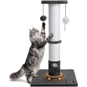 35-Inch Tall Cat Scratching Post, Stable Base for Large Cats, Beige in Saudi Arabia
