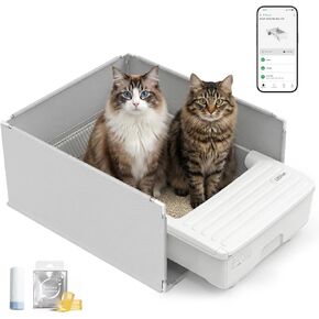 UBPET Self Cleaning Cat Litter Box, Open Top Automatic Litter Box with APP Monitoring, Anti-Pinch Safety & Odor Control, Ideal for Multi-Cat Households in Kuwait