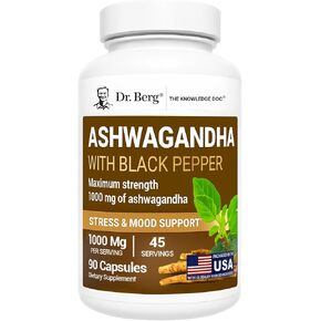 Dr. Berg Ashwagandha Capsules with Ashwagandha Root Powder & Black Pepper Extract - Ashwagandha Capsules for Men & Women - Ashwagandha Maximum Strength 1500mg of Ashwagandha Root - 90 Capsules in Saudi Arabia