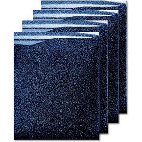MiPremium Glitter Heat Transfer Vinyl, HTV Iron On Vinyl (Pack of 4 Sheets), for T Shirts Sports Clothing Other Garments & Fabrics, Easy to Cut Press & Apply Blue Glitter Ironon Vinyl (Navy Blue) in Kuwait