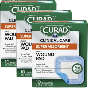 Curad Super Absorbent Wound Pad, Small, 3" x 3", 10 Count in Kuwait