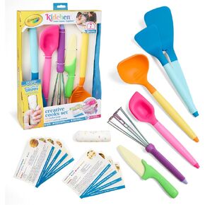 Crayola Kidchen Creative Cook Set for Kids, 5 Full-Size Cooking Utensils, With 2-in-1 Spatula, Stainless Steel Whisk, and Ladle, Colorful Food-Grade Silicone, Kitchen Gift for Kids, Ages 5+ in Kuwait