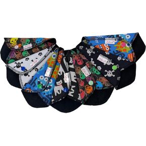 7 Pack Lilind Black Reusable Thong Pantyliners, Random Flowers Pattern, Extra-Thin Cloth Pads in Saudi Arabia