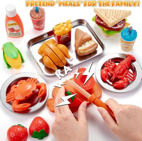 Juboury Pretend Play Food Set for Kids Kitchen, with Storage Bag in Kuwait