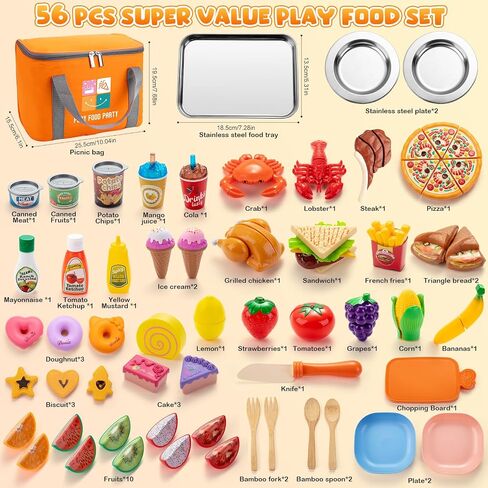 Juboury Pretend Play Food Set for Kids Kitchen, with Storage Bag in Kuwait