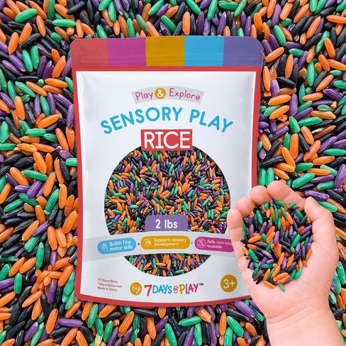 Halloween Sensory Play Rice for Kids, 2 lbs – Sensory Bin Filler for Scooping, Pouring, Sorting & Creative Play – Perfect for Sensory Tables and Fine Motor Play – Ages 3+ in Kuwait