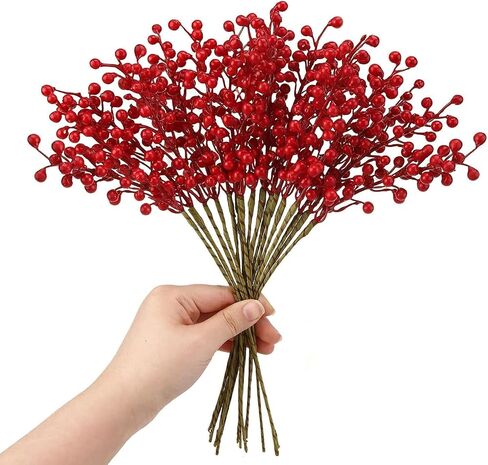 EFIVS ARTS Artificial Red Berry,8 Pack Holly Christmas Berries Stems for Christmas Tree Decorations, Crafts, Holiday and Home Decor (red) in Kuwait