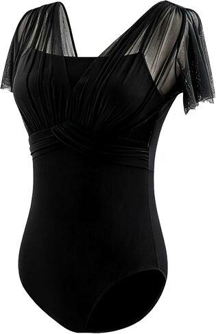 Daydance Green Dance Leotards for Women, Teen Girls, Lyrical Ballet Bodysuit with Adjustable Straps in Kuwait