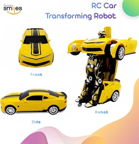 Kids Transforming Robot RC Sport Car Toys Boys 8-13 Remote Control Vehicle Gift Yellow in Saudi Arabia