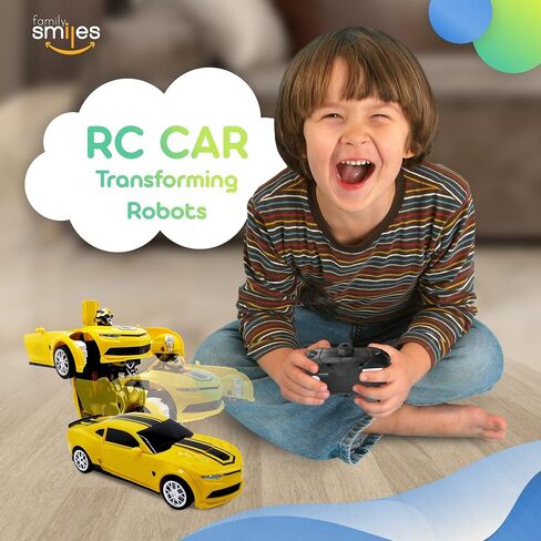 Kids Transforming Robot RC Sport Car Toys Boys 8-13 Remote Control Vehicle Gift Yellow in Saudi Arabia