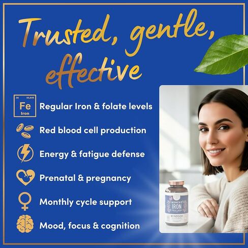 Iron Pills for Women - Iron Supplement for Women with Folic Acid - 6 Month Supply - Anemia, Period, Pregnancy Support Iron Supplements - Ferrous Sulfate, Folate Vitamin B9-180 Vegan Iron Tablets in Kuwait
