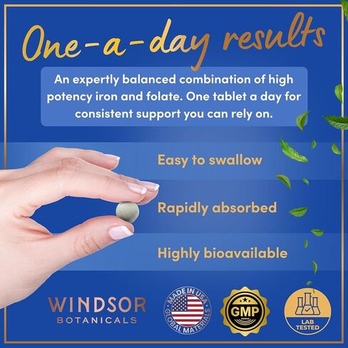 Iron Pills for Women - Iron Supplement for Women with Folic Acid - 6 Month Supply - Anemia, Period, Pregnancy Support Iron Supplements - Ferrous Sulfate, Folate Vitamin B9-180 Vegan Iron Tablets in Kuwait