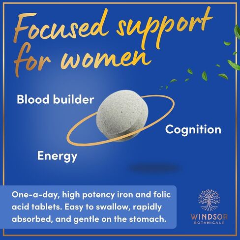 Iron Pills for Women - Iron Supplement for Women with Folic Acid - 6 Month Supply - Anemia, Period, Pregnancy Support Iron Supplements - Ferrous Sulfate, Folate Vitamin B9-180 Vegan Iron Tablets in Kuwait
