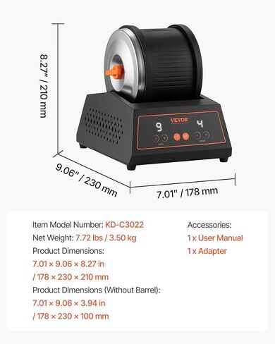 VEVOR Rock Tumbler 4 lbs Large Barrel 4 Speed Settings Rock Polishing Kit in Kuwait