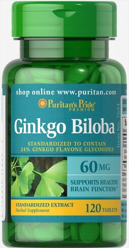 Puritan's Pride Ginkgo Biloba Standardized Extract 60 mg Tablets, 120 Count in Kuwait