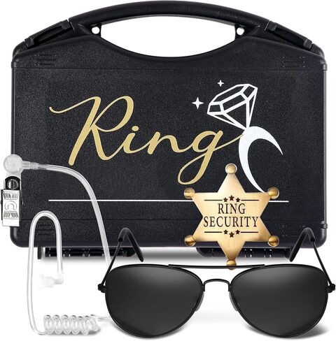 Ring Box Bearer Security Wedding Set Ring Gifts Sun Glasses,Ring Box Security Badge and EarPiece for Ring Proposal (Set 1) in Kuwait