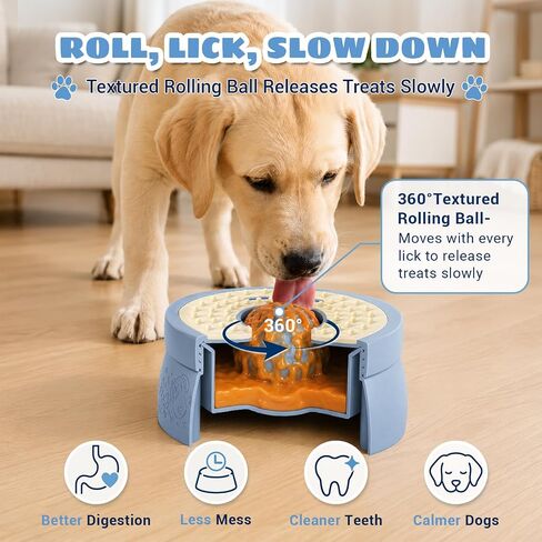 Slow Feeder Dog Bowl with Rolling Ball, Dog Lick Bowl for Puppy & Small Dog in Saudi Arabia