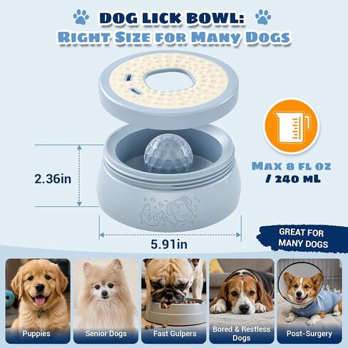 Slow Feeder Dog Bowl with Rolling Ball, Dog Lick Bowl for Puppy & Small Dog in Saudi Arabia
