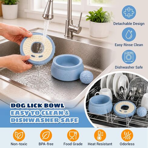 Slow Feeder Dog Bowl with Rolling Ball, Dog Lick Bowl for Puppy & Small Dog in Saudi Arabia