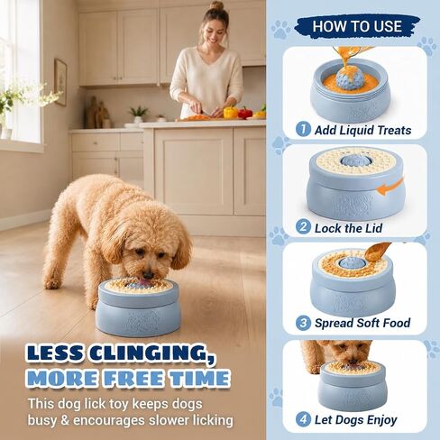 Slow Feeder Dog Bowl with Rolling Ball, Dog Lick Bowl for Puppy & Small Dog in Saudi Arabia