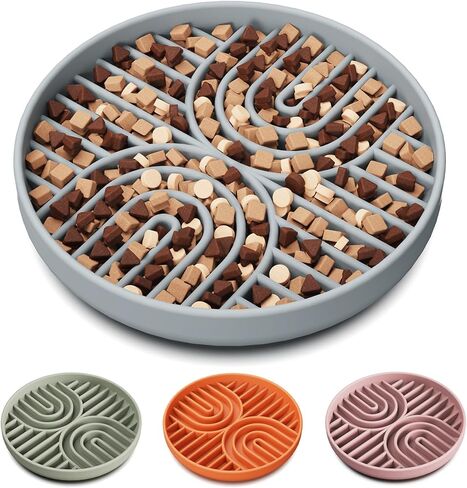 Slow Feeder Dog Bowls, Silicone Slow Feeder for Dogs & Puppies, Dog Puzzle Bowl with Suction Cup for Anxiety Relief, Slow Eating, Dishwasher Fit, for All Breed, Grey in Saudi Arabia