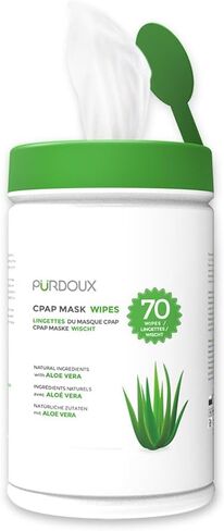 مناديل مبللة لقناع CPAP قطن 100% من PURDOUX، غير معطرة بالصبار، 70 منديل in Saudi Arabia
