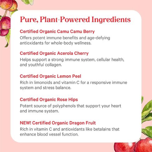 PURE SYNERGY Pure Radiance C | Organic Vitamin C Capsules | 100% Natural, Whole Food, Non-GMO Supplement with Camu Camu Extract | for Immune and Collagen Support (90 Capsules) in Kuwait
