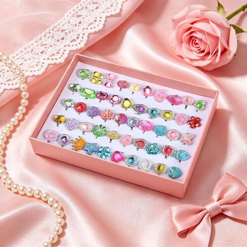Faburo 50 Pcs Kids Rings for Girls, Adjustable Rings Girls Toddler Jewelry in Kuwait