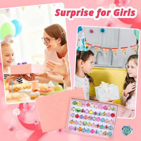 Faburo 50 Pcs Kids Rings for Girls, Adjustable Rings Girls Toddler Jewelry in Kuwait