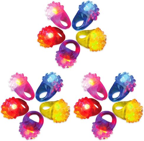 Novelty Place 12Pcs Flashing LED Jelly Rings – Fun Glow in the Dark Light Up Toy Rings for Kids, Party Favors, Birthday, Halloween, Carnival, Disco and Dance Party Supplies in Kuwait