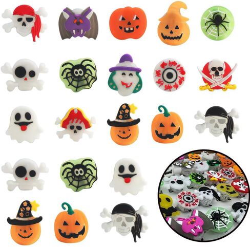 50PCS Halloween Light Up Rings, Assorted Ghost Pumpkin Flash LED Rings Toys Glow in the Dark Rings Toys for Halloween Kids Party Favors in Kuwait