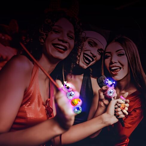 50PCS Halloween Light Up Rings, Assorted Ghost Pumpkin Flash LED Rings Toys Glow in the Dark Rings Toys for Halloween Kids Party Favors in Kuwait