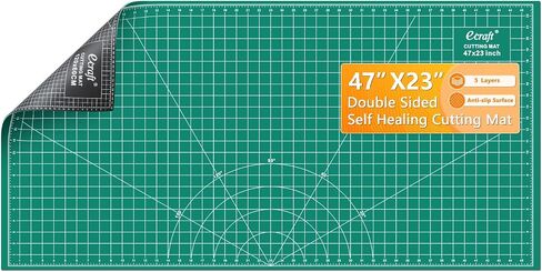 Ecraft 23"x47" Large Self Healing Non-Slip Cutting Mat, Double Sided 5-Ply Black Green Mat for Quilting, Sewing, Fabric, Crafts and Scrapbooking in Saudi Arabia