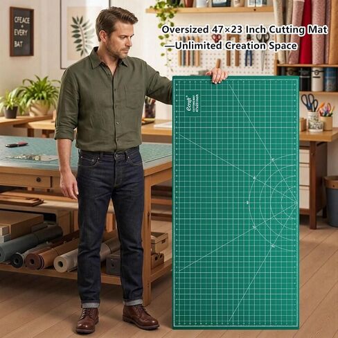 Ecraft 23"x47" Large Self Healing Non-Slip Cutting Mat, Double Sided 5-Ply Black Green Mat for Quilting, Sewing, Fabric, Crafts and Scrapbooking in Saudi Arabia
